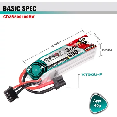 CODDAR 3S 500mah 100C LIHV Battery