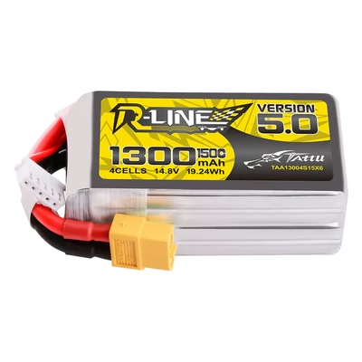 Tattu R-Line Version 5.0 1300mAh 14.8V 150C 4S Lipo Battery Pack with XT60 Plug