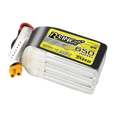 Tattu R-Line 650mAh 95C 22.2V 6S1P Lipo Battery Pack with XT30U-F Plug