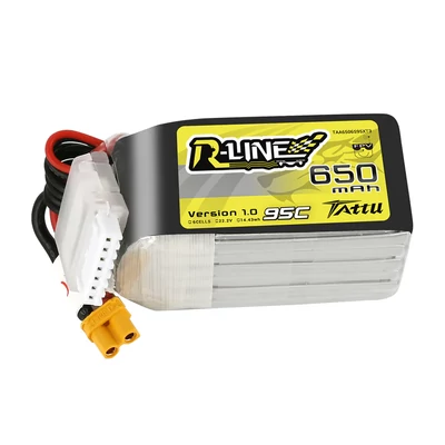 Tattu R-Line 650mAh 95C 22.2V 6S1P Lipo Battery Pack with XT30U-F Plug