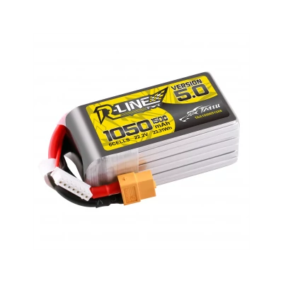 Tattu R-Line Version 5.0 1050mAh 22.2V 6S1P 150C Lipo Battery Pack with XT60 Plug