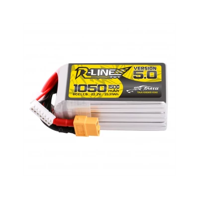 Tattu R-Line Version 5.0 1050mAh 22.2V 6S1P 150C Lipo Battery Pack with XT60 Plug