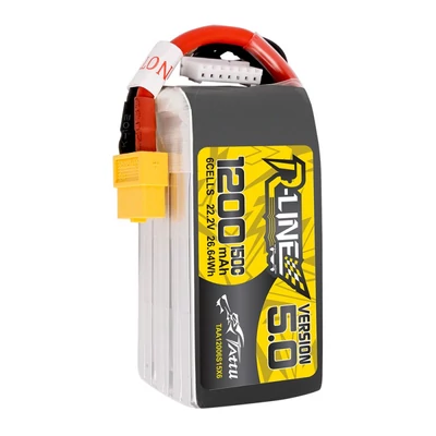 Tattu R-Line V 5.0 6S1P 22.2V 1200mAh 150C Lipo Battery Pack with XT60 Plug