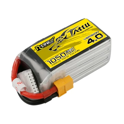 TATTU R-Line V4 6S1P 22.2V 1050mAh 130C Lipo Battery with XT60 Plug