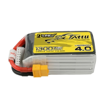 TATTU R-Line v4 6S1P 22.2V 1300mAh 130C Lipo Battery with XT60 Plug