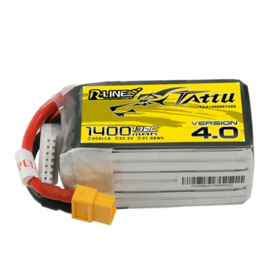 TATTU R-Line V4 6S1P 22.2V 1400mAh 130C Lipo Battery with XT60 Plug