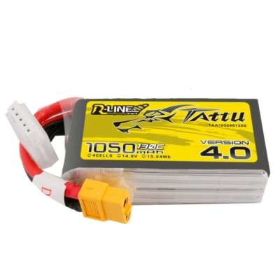 TATTU R-Line V4 4S1P 14.8V 1050mAh 130C Lipo Battery with XT60 Plug