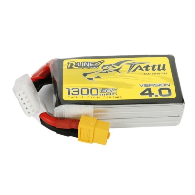 TATTU R-Line V4 4S1P 14.8V 1300mAh 130C Lipo Battery with XT60 Plug