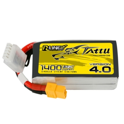 TATTU R-Line V4 4S1P 14.8V 1400mAh 130C Lipo Battery with XT60 Plug