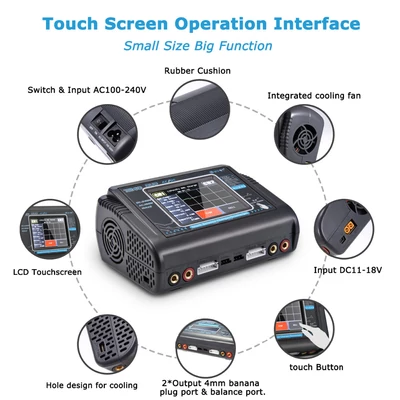 HTRC T240 dual battery charger with touch screen