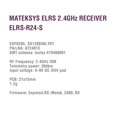 MatekSys ELRS 2.4 Ghz Receiver ELRS-R24-S