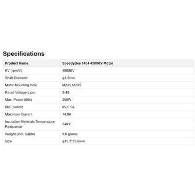 SpeedyBee 1404 4500KV Motor