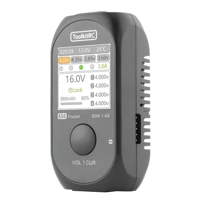 ToolkitRC M4 Pocket 80W 5A 1-4S kompakt zsebtöltő